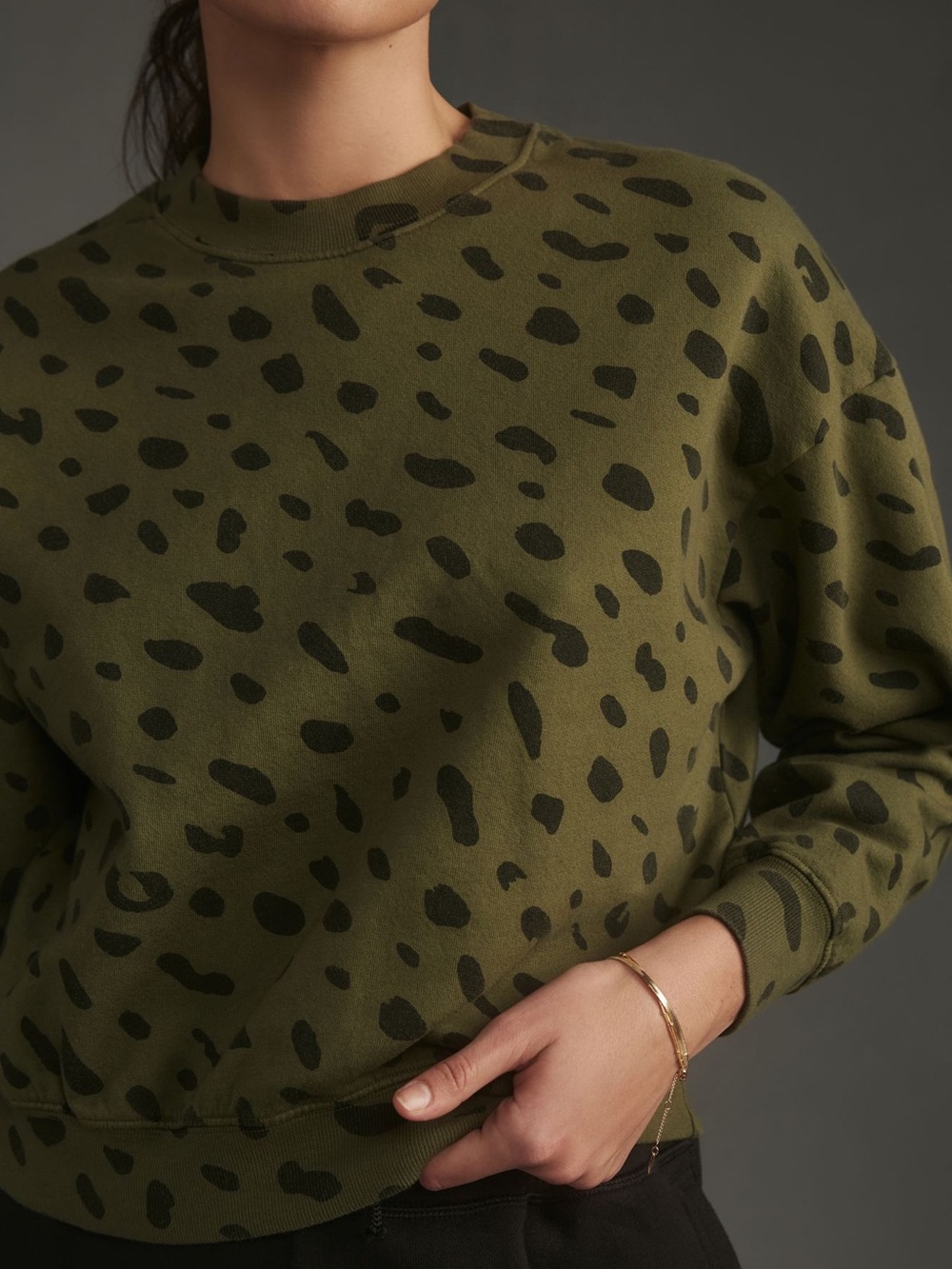 Clare V. Green Leopard-Print Le Drop Sweatshirt - Picture 2 of 7